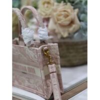 Dior Women Mini Dior Book Tote Strap Pink Toile De Jouy Reverse Embroidery (10)