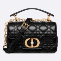 Dior Women Mini Dior Jolie Top Handle Bag Black Cannage Calfskin (4)