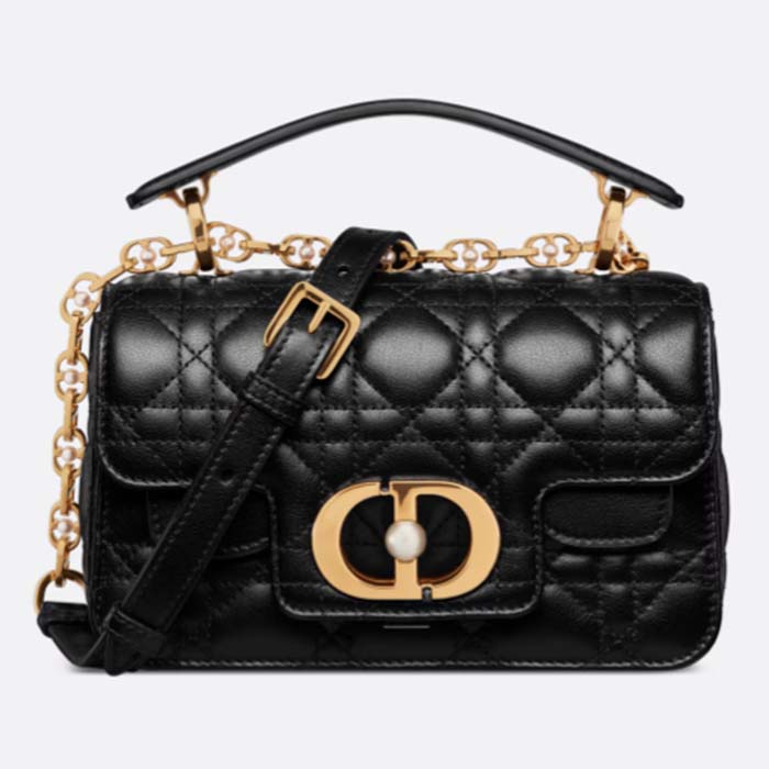 Dior Women Mini Dior Jolie Top Handle Bag Black Cannage Calfskin