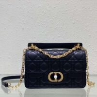 Dior Women Mini Dior Jolie Top Handle Bag Black Cannage Calfskin (4)