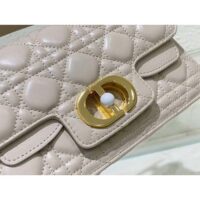 Dior Women Mini Dior Jolie Top Handle Bag Powder Beige Cannage Calfskin (5)