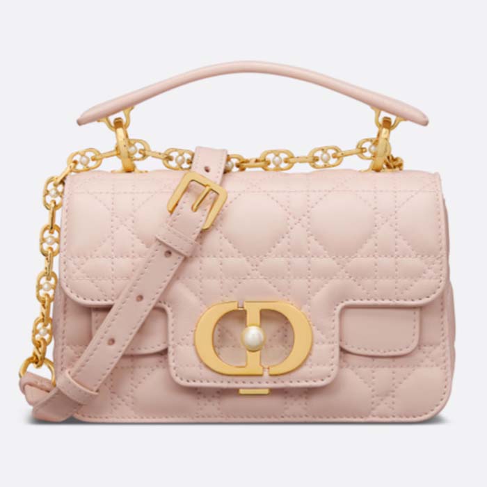 Dior Women Mini Dior Jolie Top Handle Bag Powder Pink Cannage Calfskin
