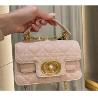 Dior Women Mini Dior Jolie Top Handle Bag Powder Pink Cannage Calfskin (1)