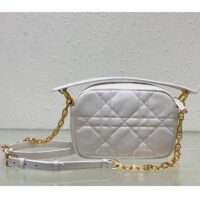 Dior Women Small Dior Caro Top Handle Camera Bag Latte Macrocannage Calfskin (10)