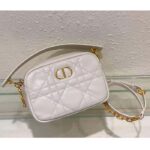 Dior Women Small Dior Caro Top Handle Camera Bag Latte Macrocannage Calfskin - Image 4