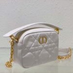 Dior Women Small Dior Caro Top Handle Camera Bag Latte Macrocannage Calfskin - Image 6