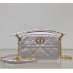 Dior Women Small Dior Caro Top Handle Camera Bag Latte Macrocannage Calfskin - Image 2