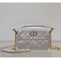 Dior Women Small Dior Caro Top Handle Camera Bag Latte Macrocannage Calfskin (10)