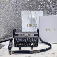 Dior Women Small Diorcamp Bag Blue Dior Oblique Embroidery (8)