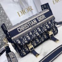 Dior Women Small Diorcamp Bag Blue Dior Oblique Embroidery (8)