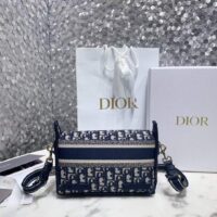 Dior Women Small Diorcamp Bag Blue Dior Oblique Embroidery (8)