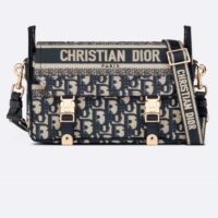 Dior Women Small Diorcamp Bag Blue Dior Oblique Embroidery (8)