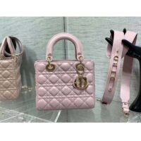 Dior Women Small Lady Dior Bag Melocoton Pink Pearlescent Cannage Lambskin (2)