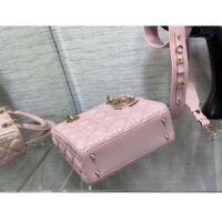 Dior Women Small Lady Dior Bag Melocoton Pink Pearlescent Cannage Lambskin (2)