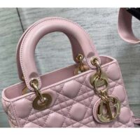 Dior Women Small Lady Dior Bag Melocoton Pink Pearlescent Cannage Lambskin (2)