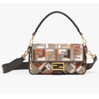 Fendi Women FF Baguette Brooch Multicolor Canvas Bag FF Embroidery (3)