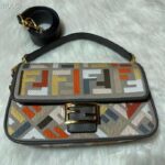 Fendi Women FF Baguette Brooch Multicolor Canvas Bag FF Embroidery - Image 3