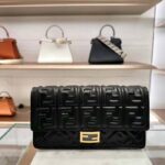 Fendi Women FF Wallet On Chain Baguette Black Nappa Leather Wallet - Image 3