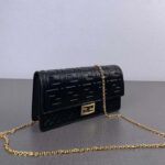 Fendi Women FF Wallet On Chain Baguette Black Nappa Leather Wallet - Image 7