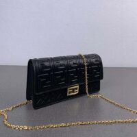 Fendi Women FF Wallet On Chain Baguette Black Nappa Leather Wallet (8)