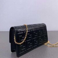 Fendi Women FF Wallet On Chain Baguette Black Nappa Leather Wallet (8)