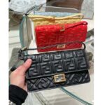 Fendi Women FF Wallet On Chain Baguette Black Nappa Leather Wallet - Image 8