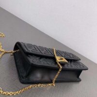 Fendi Women FF Wallet On Chain Baguette Black Nappa Leather Wallet (8)