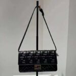 Fendi Women FF Wallet On Chain Baguette Black Nappa Leather Wallet - Image 2