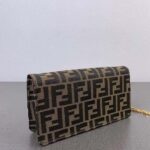 Fendi Women FF Wallet On Chain Baguette Brown FF Fabric Wallet - Imagen 7