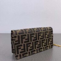 Fendi Women FF Wallet On Chain Baguette Brown FF Fabric Wallet (2)