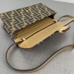 Fendi Women FF Wallet On Chain Baguette Brown FF Fabric Wallet - Imagen 8