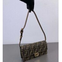 Fendi Women FF Wallet On Chain Baguette Brown FF Fabric Wallet (2)