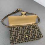 Fendi Women FF Wallet On Chain Baguette Brown FF Fabric Wallet - Imagen 9