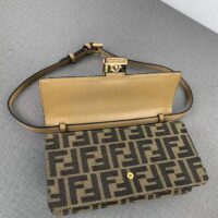 Fendi Women FF Wallet On Chain Baguette Brown FF Fabric Wallet (2)