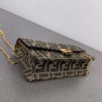 Fendi Women FF Wallet On Chain Baguette Brown FF Fabric Wallet - Imagen 6