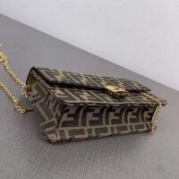 Fendi Women FF Wallet On Chain Baguette Brown FF Fabric Wallet (2)