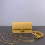 Fendi Women FF Wallet On Chain Baguette Yellow Nappa Leather Wallet - Image 4