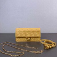 Fendi Women FF Wallet On Chain Baguette Yellow Nappa Leather Wallet (11)