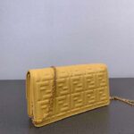 Fendi Women FF Wallet On Chain Baguette Yellow Nappa Leather Wallet - Image 7