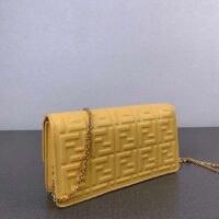 Fendi Women FF Wallet On Chain Baguette Yellow Nappa Leather Wallet (11)
