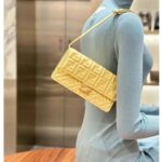 Fendi Women FF Wallet On Chain Baguette Yellow Nappa Leather Wallet - Image 14