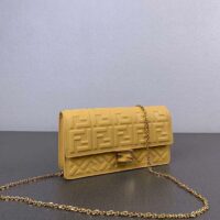 Fendi Women FF Wallet On Chain Baguette Yellow Nappa Leather Wallet (11)