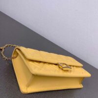 Fendi Women FF Wallet On Chain Baguette Yellow Nappa Leather Wallet (11)