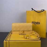 Fendi Women FF Wallet On Chain Baguette Yellow Nappa Leather Wallet (11)