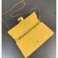 Fendi Women FF Wallet On Chain Baguette Yellow Nappa Leather Wallet (11)