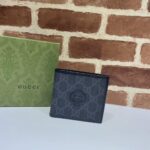 Gucci Unisex Coin Wallet Interlocking G Black GG Supreme Canvas Black Leather - Image 2