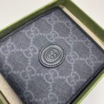 Gucci Unisex Coin Wallet Interlocking G Black GG Supreme Canvas Black Leather - Image 5