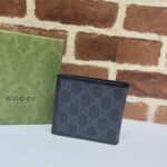 Gucci Unisex Coin Wallet Interlocking G Black GG Supreme Canvas Black Leather - Image 3