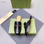 Gucci Unisex GG Prinston Leather Slipper Black Leather Flat 1 CM Heel - immagine 5