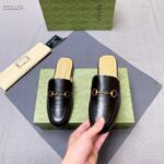 Gucci Unisex GG Prinston Leather Slipper Black Leather Flat 1 CM Heel - immagine 7